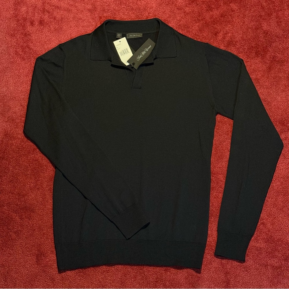 Saks Fifth Avenue 100% Wool Dark Navy Men's Polo Shirt BRAND NEW W/ TAGS